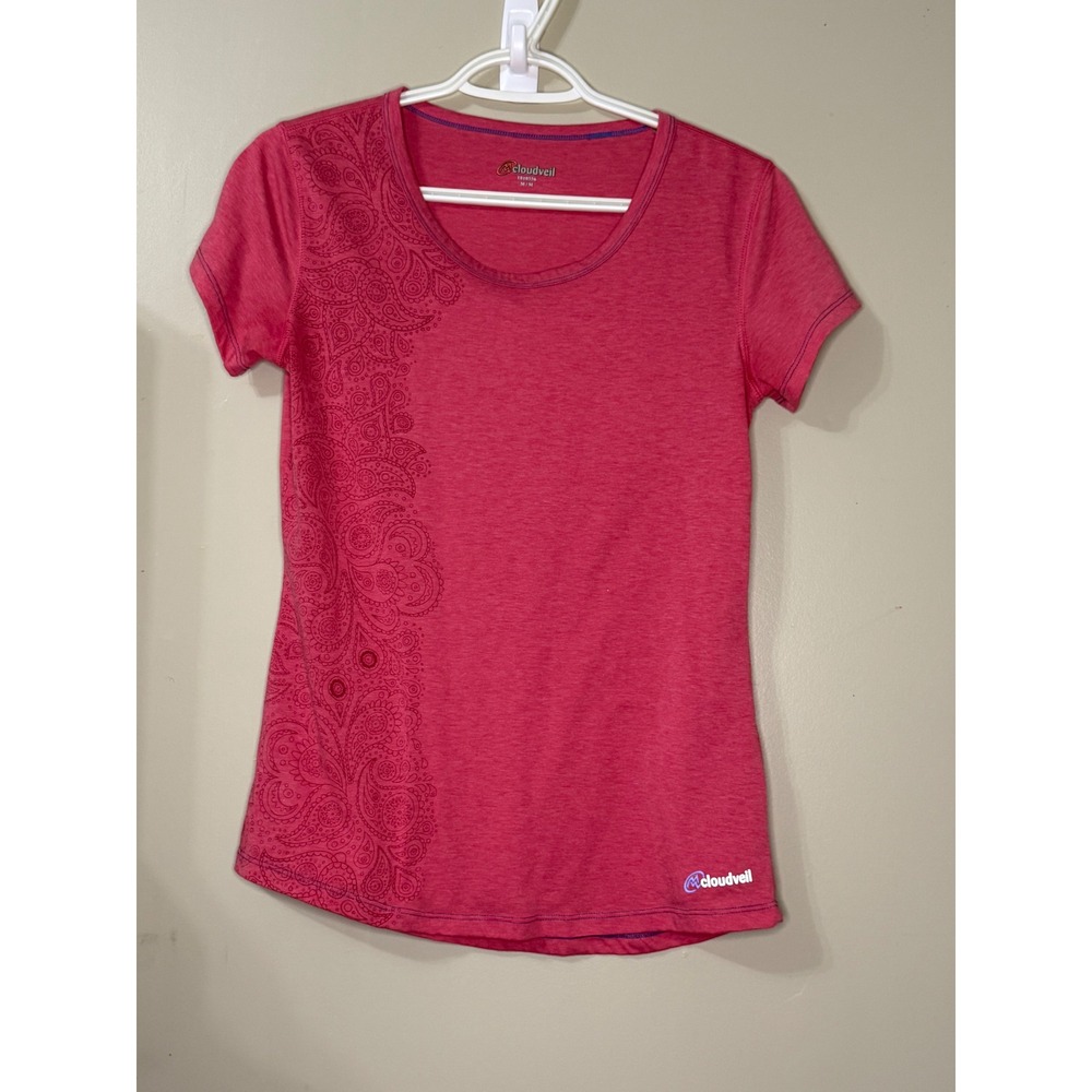 Cloudveil Pink Heathered Paisley Graphic Short Sleeve T-Shirt 1010556 M Boho - Picture 1 of 6